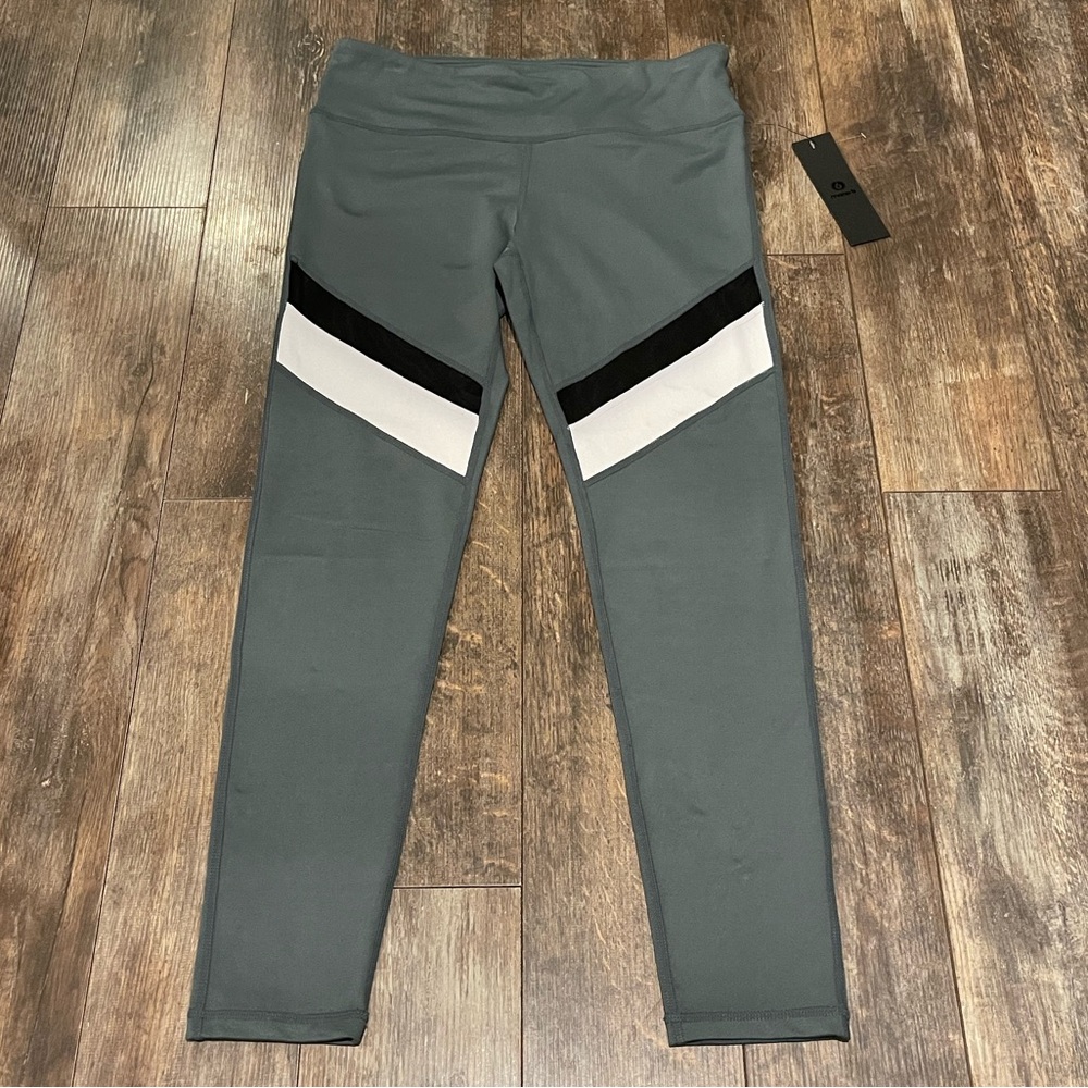 Mono B Green Leggings with Black and White Accents